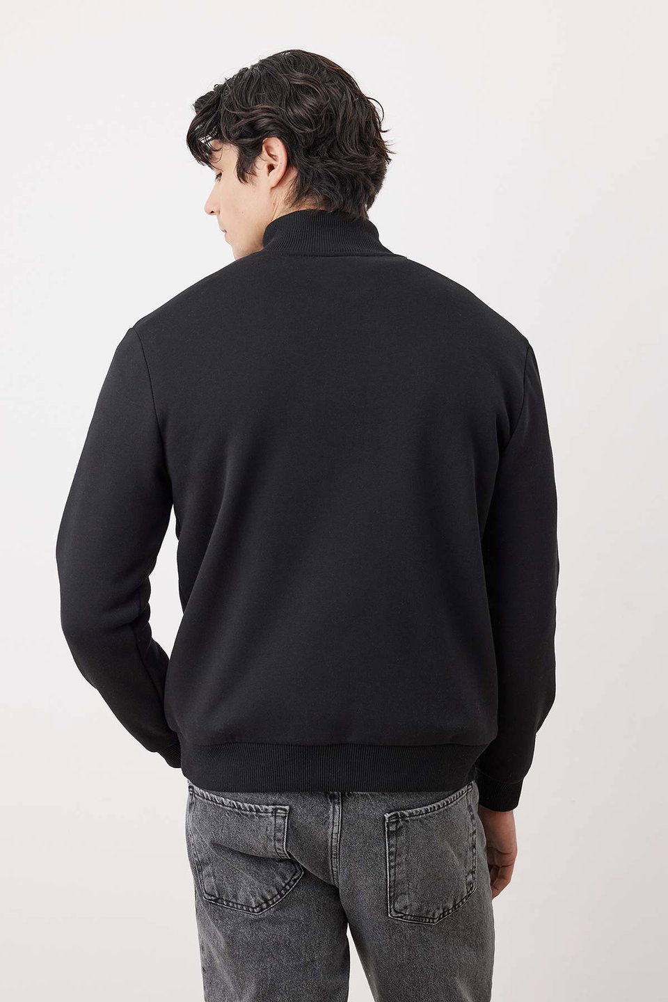 Regular/Normal Cut Stand Collar Thick Polar Fleece Sweatshirt TMNAW26SW00021