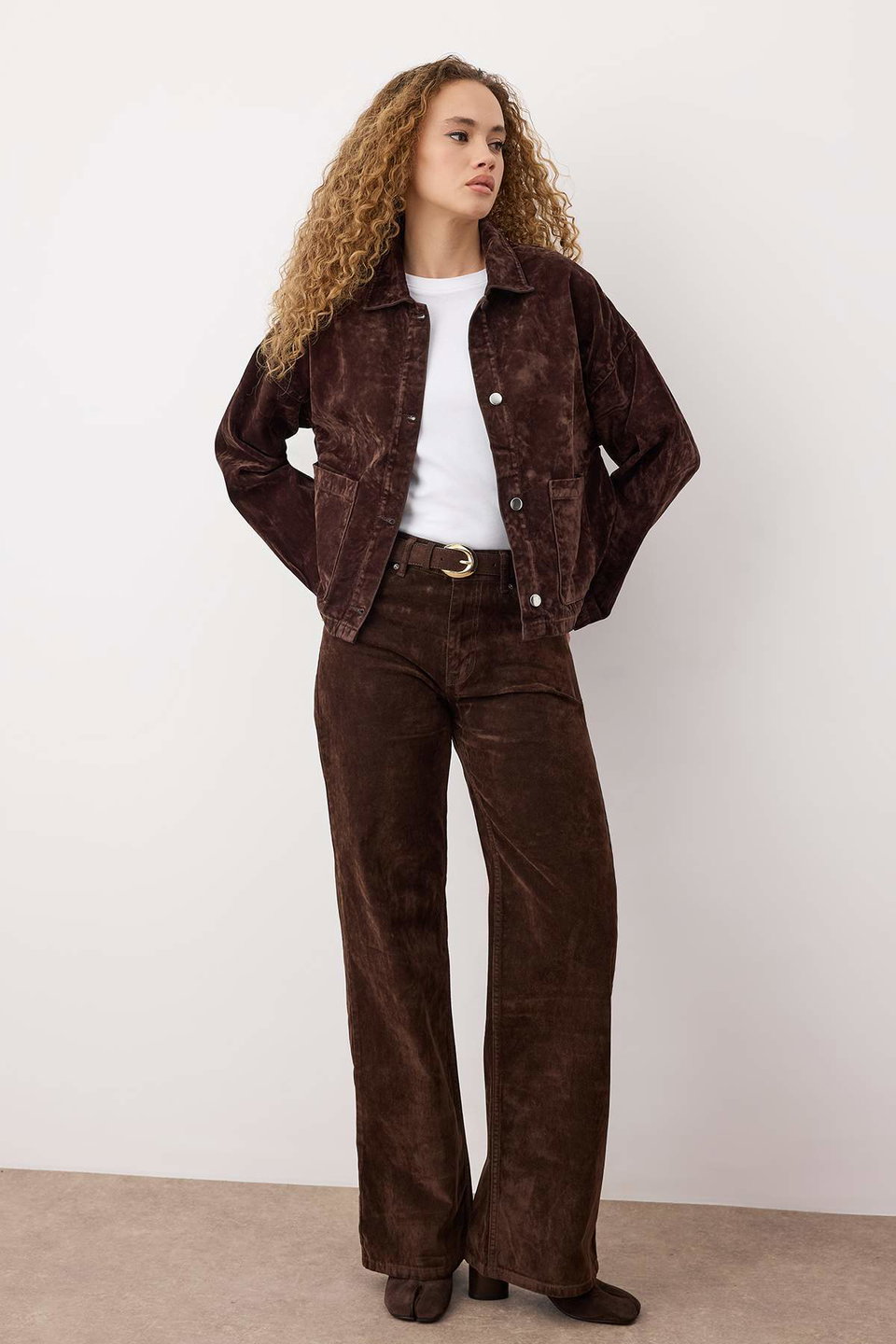Suede Look Denim Jacket TWOAW25CE00078