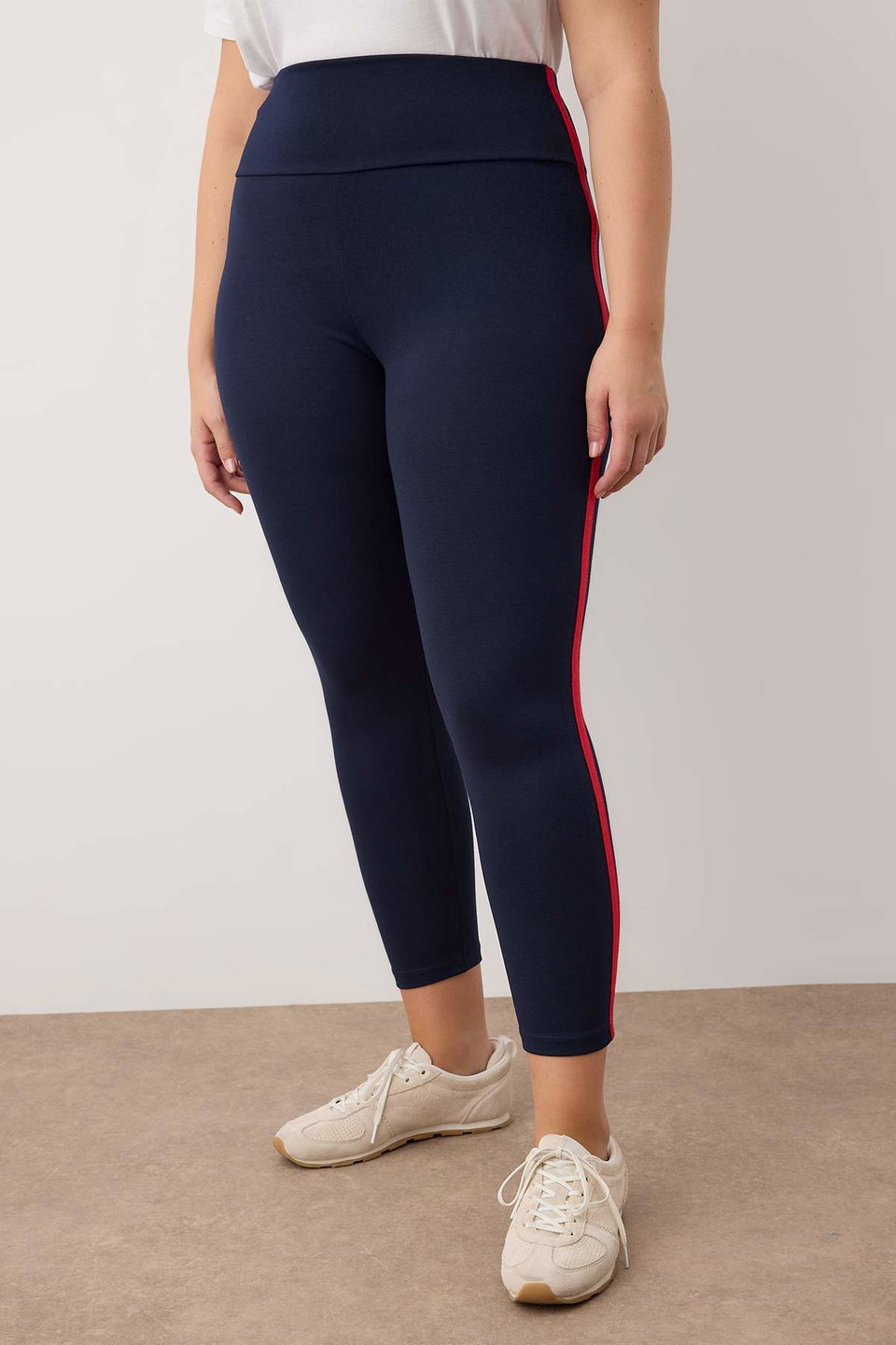 Side Striped Plus Size Knitted Leggings TBBAW26BV00001