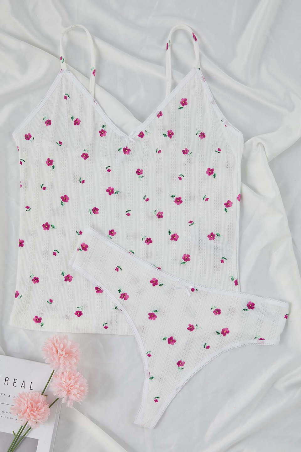 Floral Plus Size Tank Top & Panties Plus Size Underwear Set Tbbaw26Dg00004