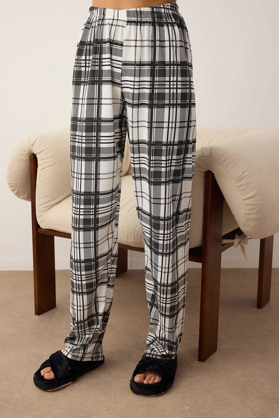 Cotton Heart Plaid Knitted Pajama Set THMAW25PT00220