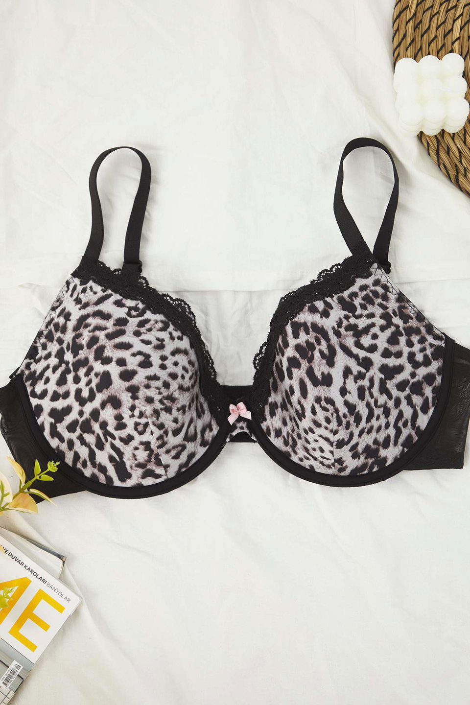 Multi-Colored Animal Pattern Underwire Thin Fixed Cup Plus Size Bra Tbbaw26Cw00005