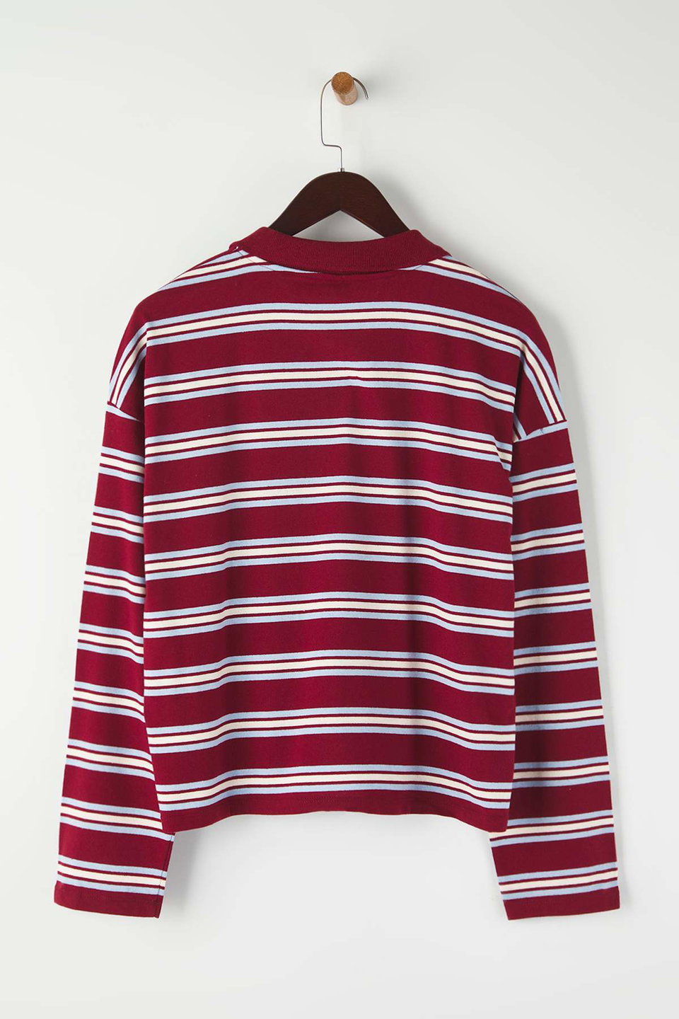 Striped Polo Collar Oversize/Wide Pattern Knitted T-Shirt TWOAW26TS00020