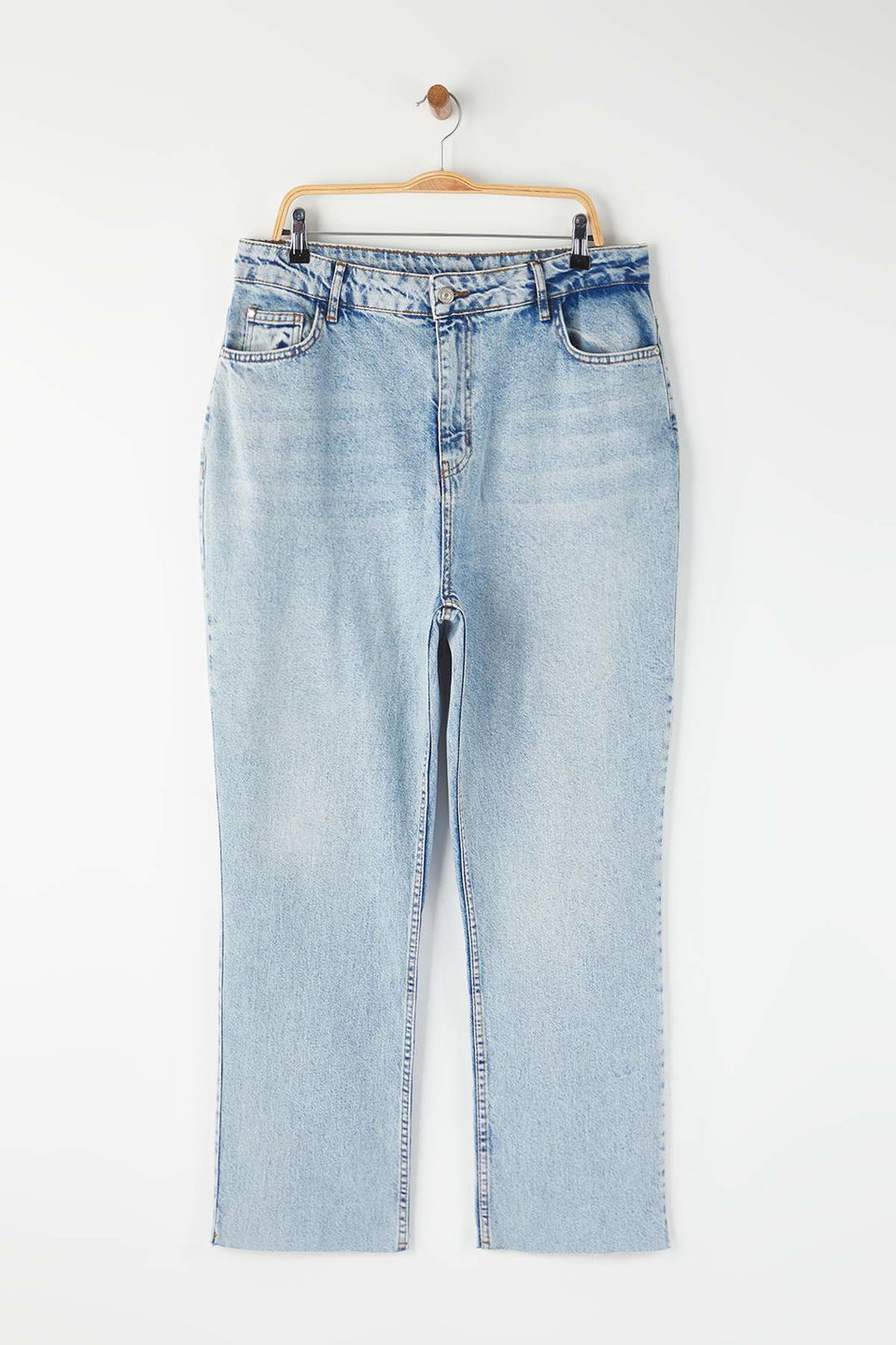 Cut-Out High Waist Straight Fit Plus Size Jeans TBBAW26CJ00039