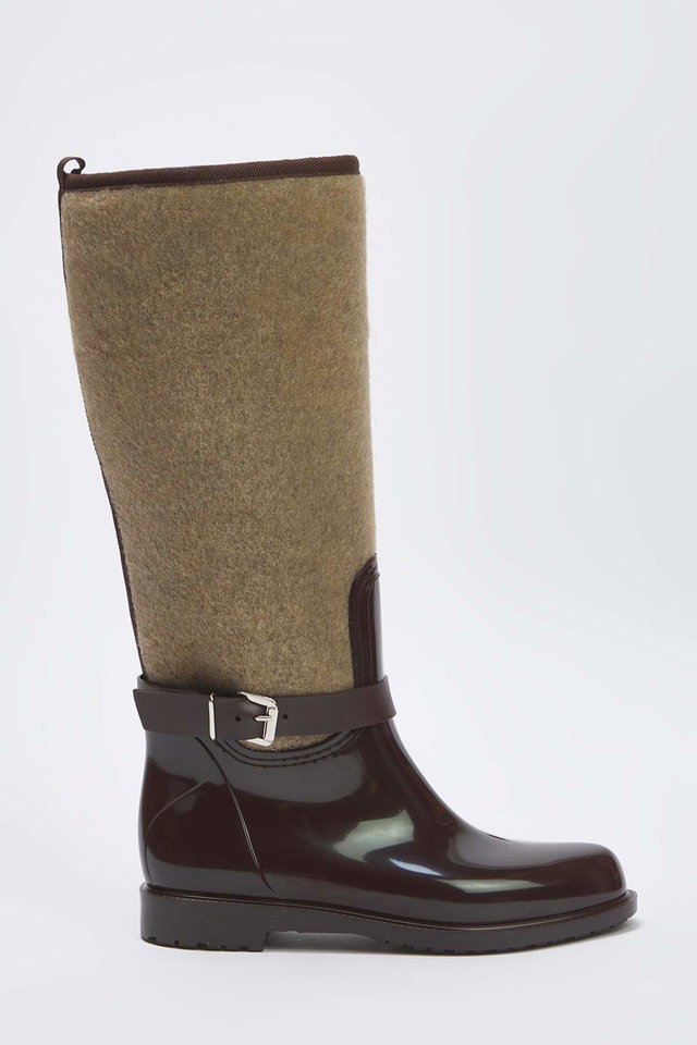 Brown - Black Flat-Heeled Women's Rain Boots
TAKAW26CZ00006