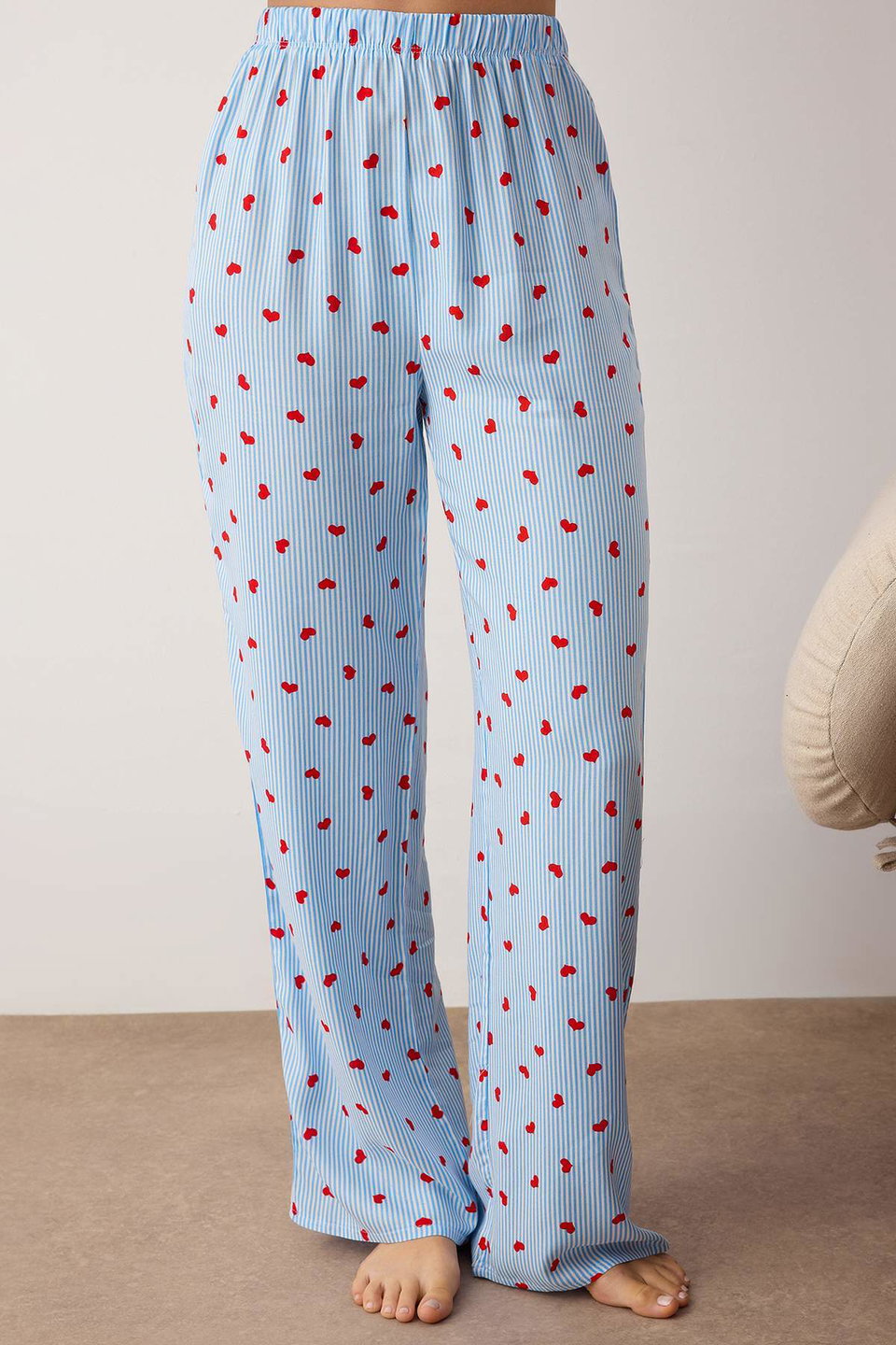 Multicolored Striped Shally Woven Pajama Set THMAW26PT00106