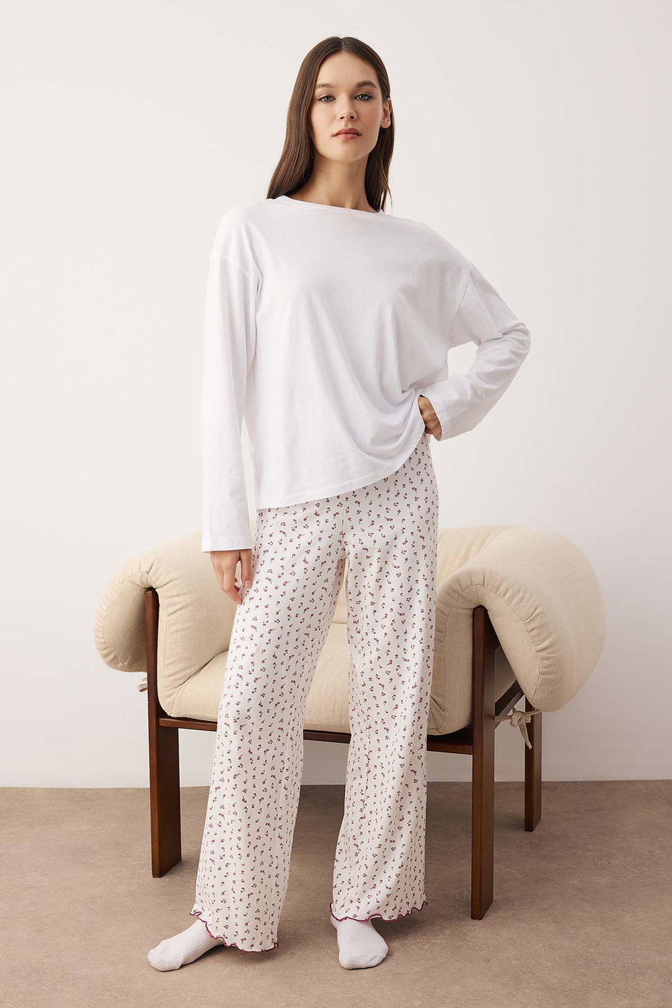 2-Pack Floral Cotton Lycra Jersey Knitted Pajama Bottoms THMAW26PJ00005