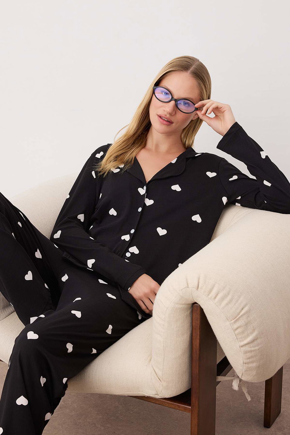 100% Cotton Heart Knitted Pajama Set THMAW21PT0548