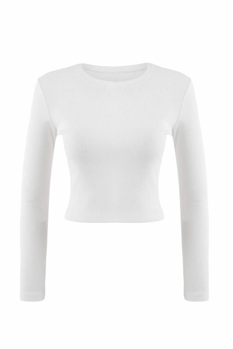 2 Pack Fitted Crew Neck Ribbed Crop Stretchy Knitted Blouse TWOAW22BZ0331