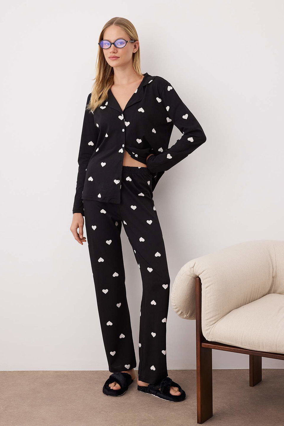 100% Cotton Heart Knitted Pajama Set THMAW21PT0548