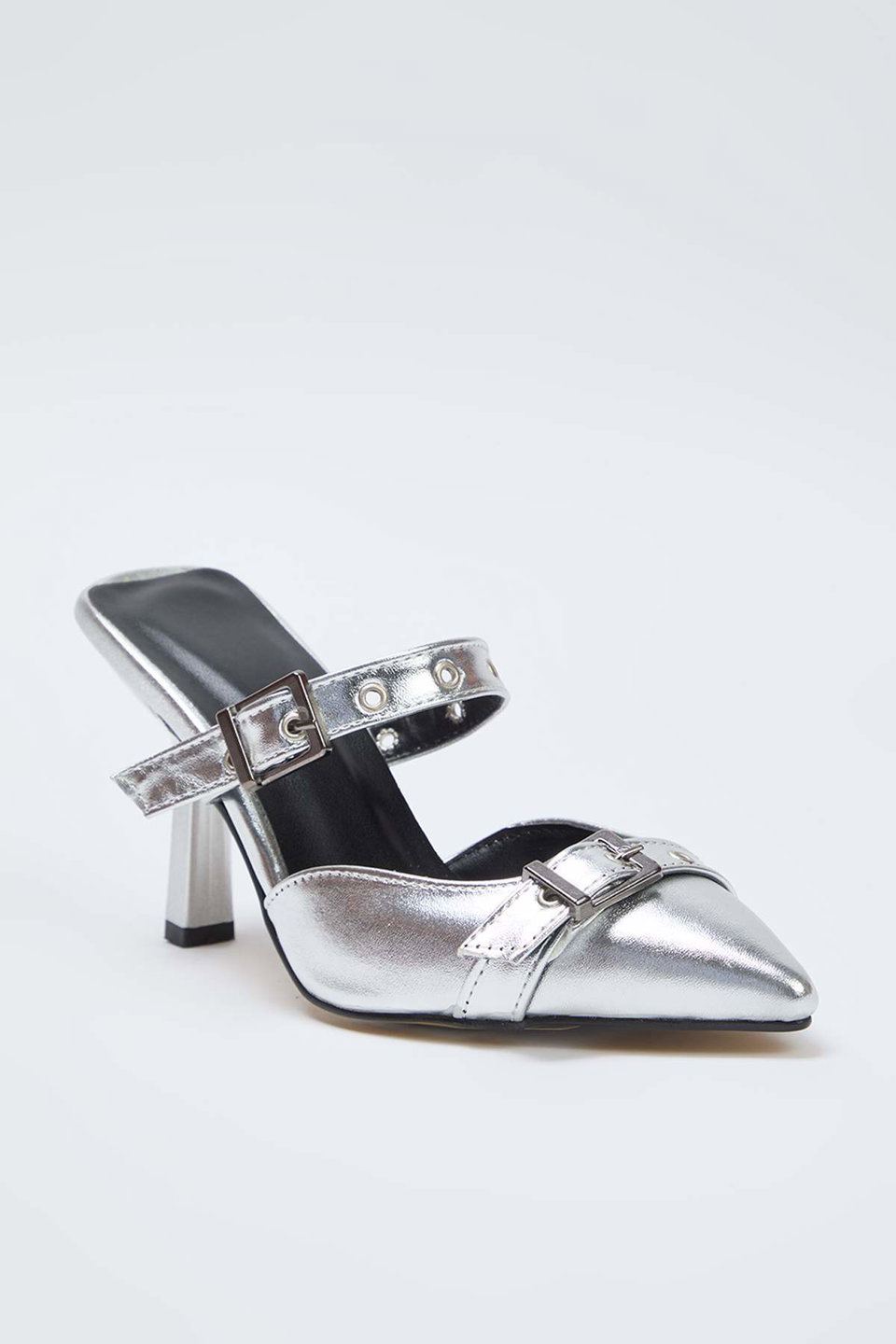 Buckle Detailed Pointed Toe Thin Heeled Women's Classic Heeled Shoes Takaw26To00015