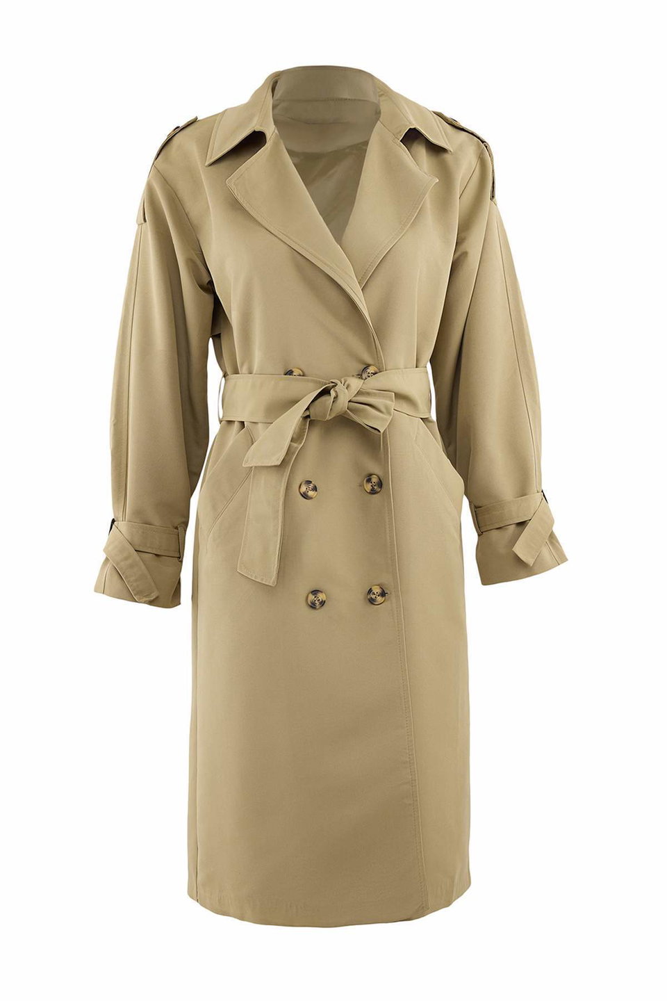 Belted Windbreaker Detailed, Water-repellent Long Trench Coat TWOSS21EN0005