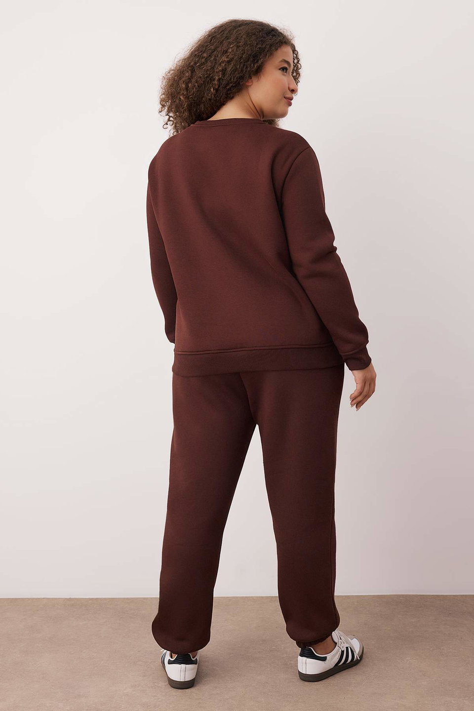 Slogan Printed Regular Fit Fleece Inside Oversize Tracksuit Set Tbbaw26Ts00004
