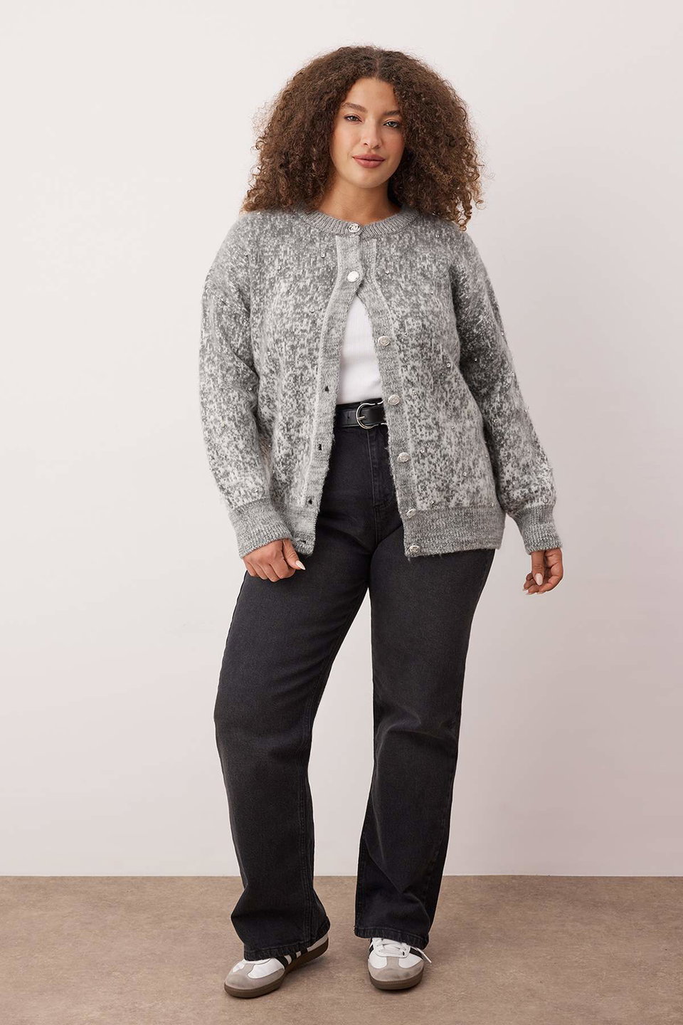 Button Detailed Soft Textured Patterned Jacket-Look Knitwear Cardigan TBBAW26AV00022