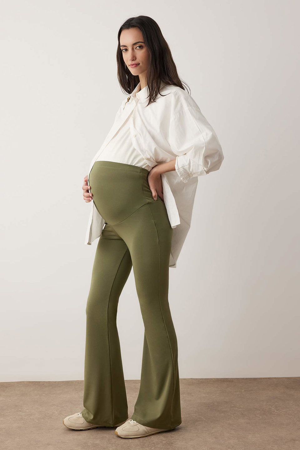 High Waist Adjustable Belly Panel Maternity & Plus Size Leggings Tbbaw25Bv00001