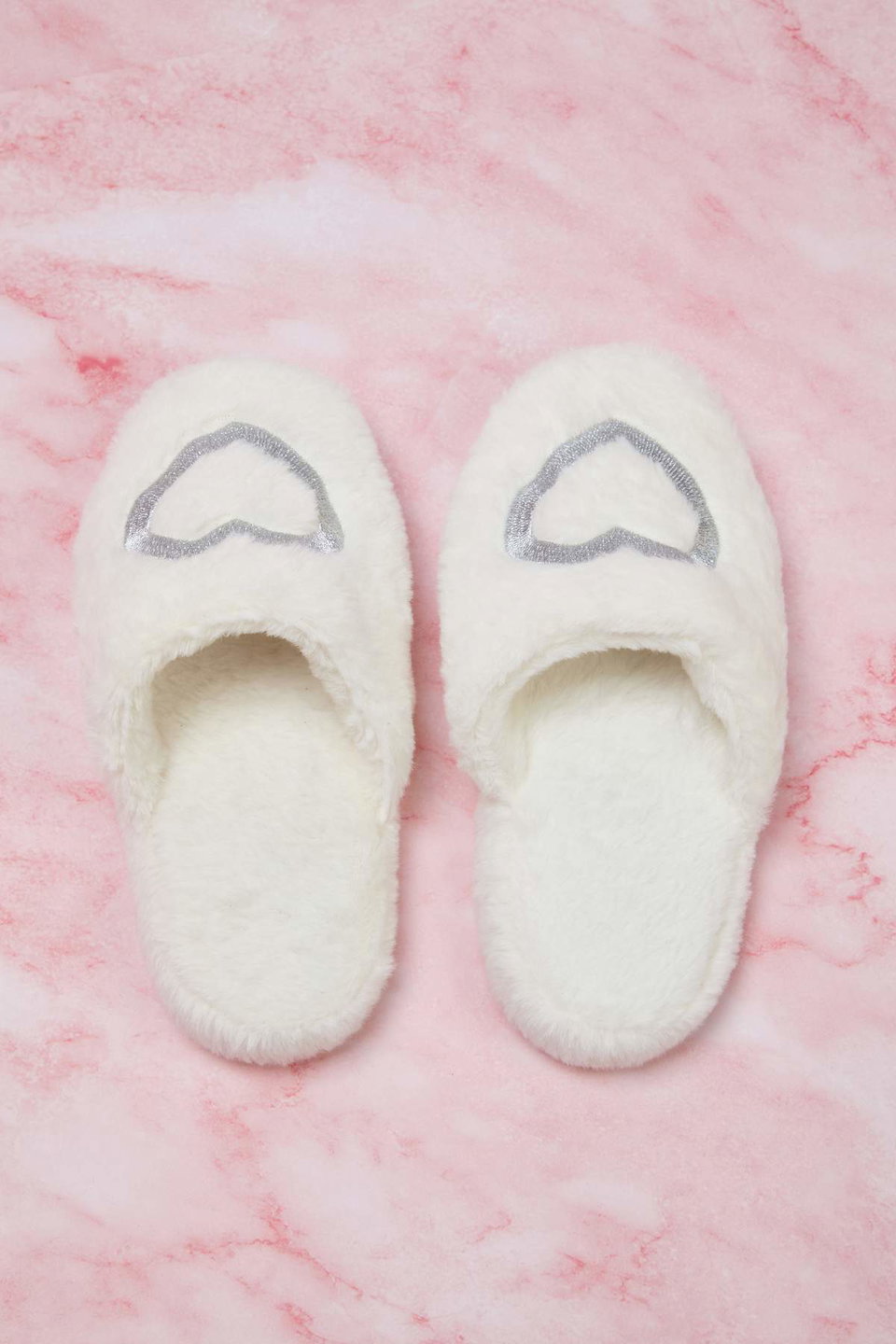 Heart Detailed Plush Women's Home Slippers TAKAW26ER00009