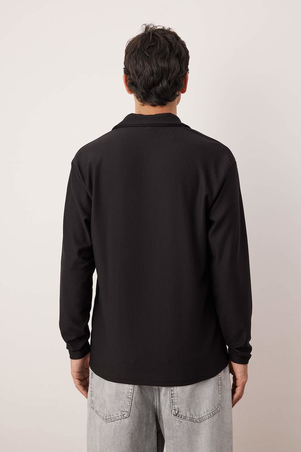 Oversize Polo Neck Plain Knitted Polo Neck T-shirt TMNAW25PO00001