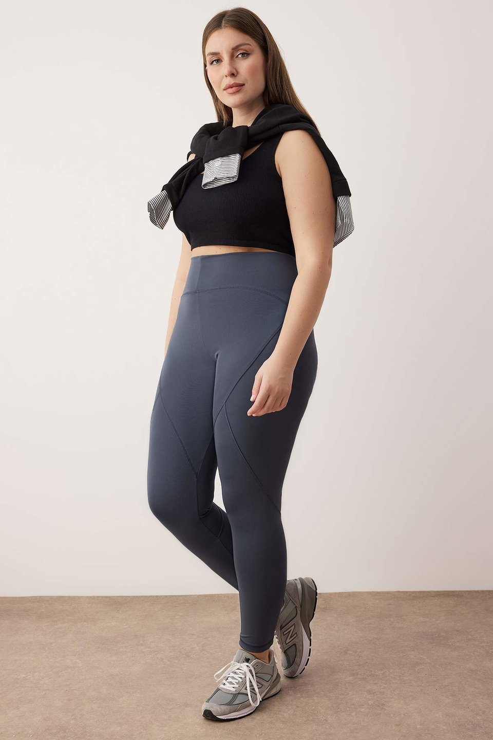 Full Length Knitted Plus Size Sports Tights TBBAW26AY00000