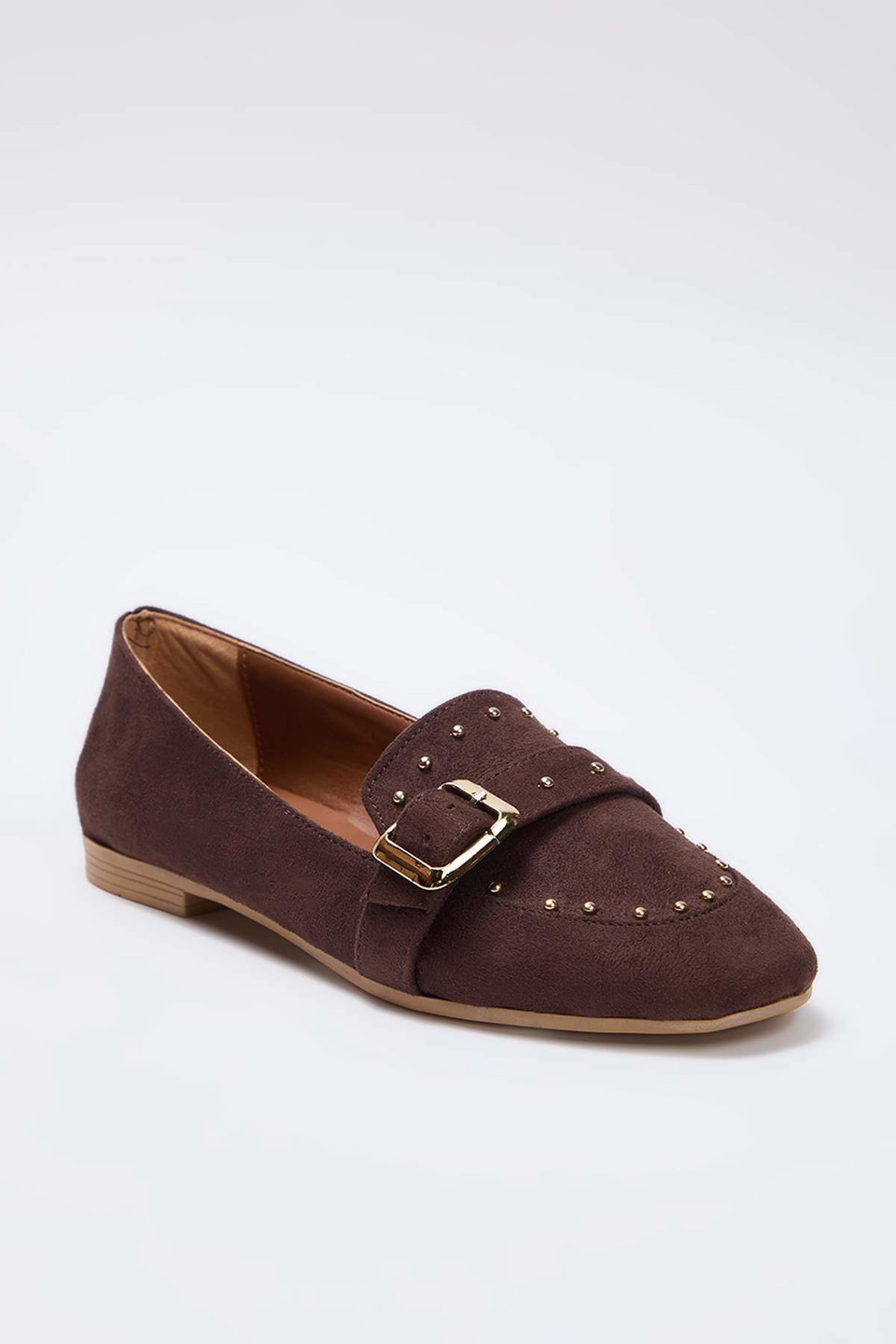 suede trok detailed women's loafer shoes takaw26la00009