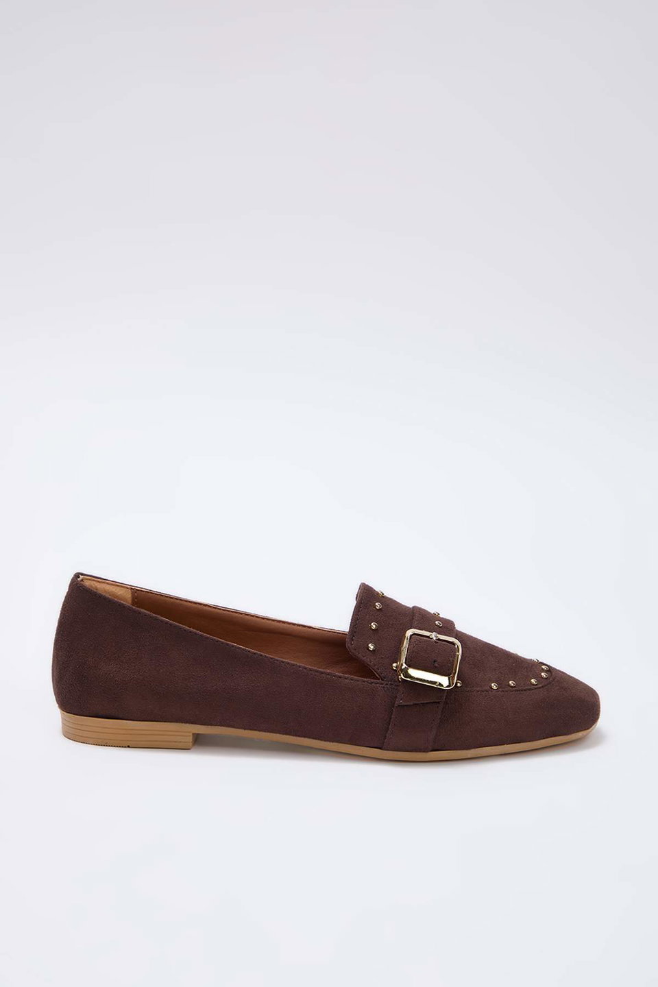 suede trok detailed women's loafer shoes takaw26la00009