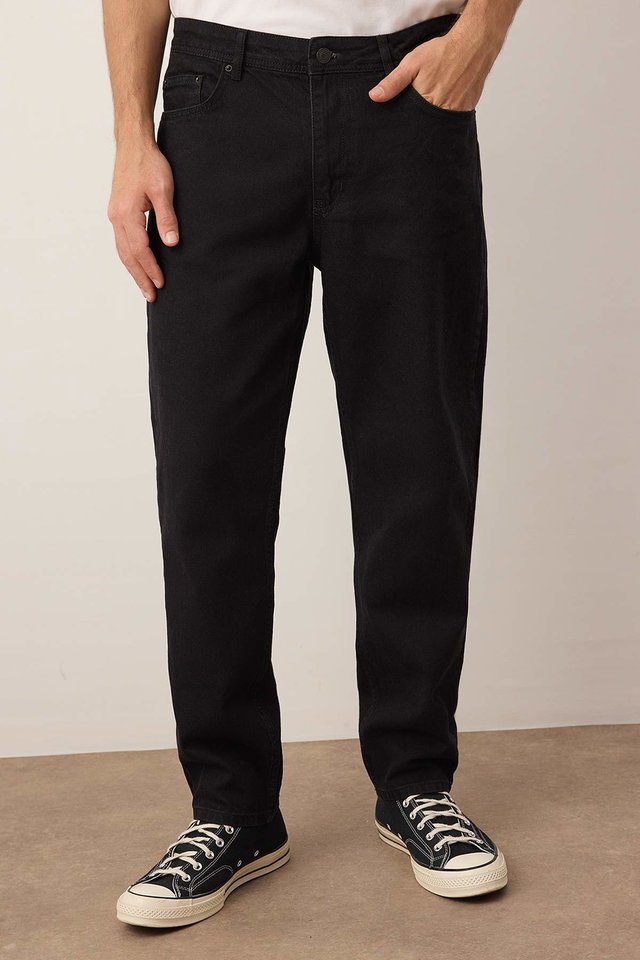Black - Black Relax Fit Boyfriend Jeans Denim Trousers TMNAW23JE00076