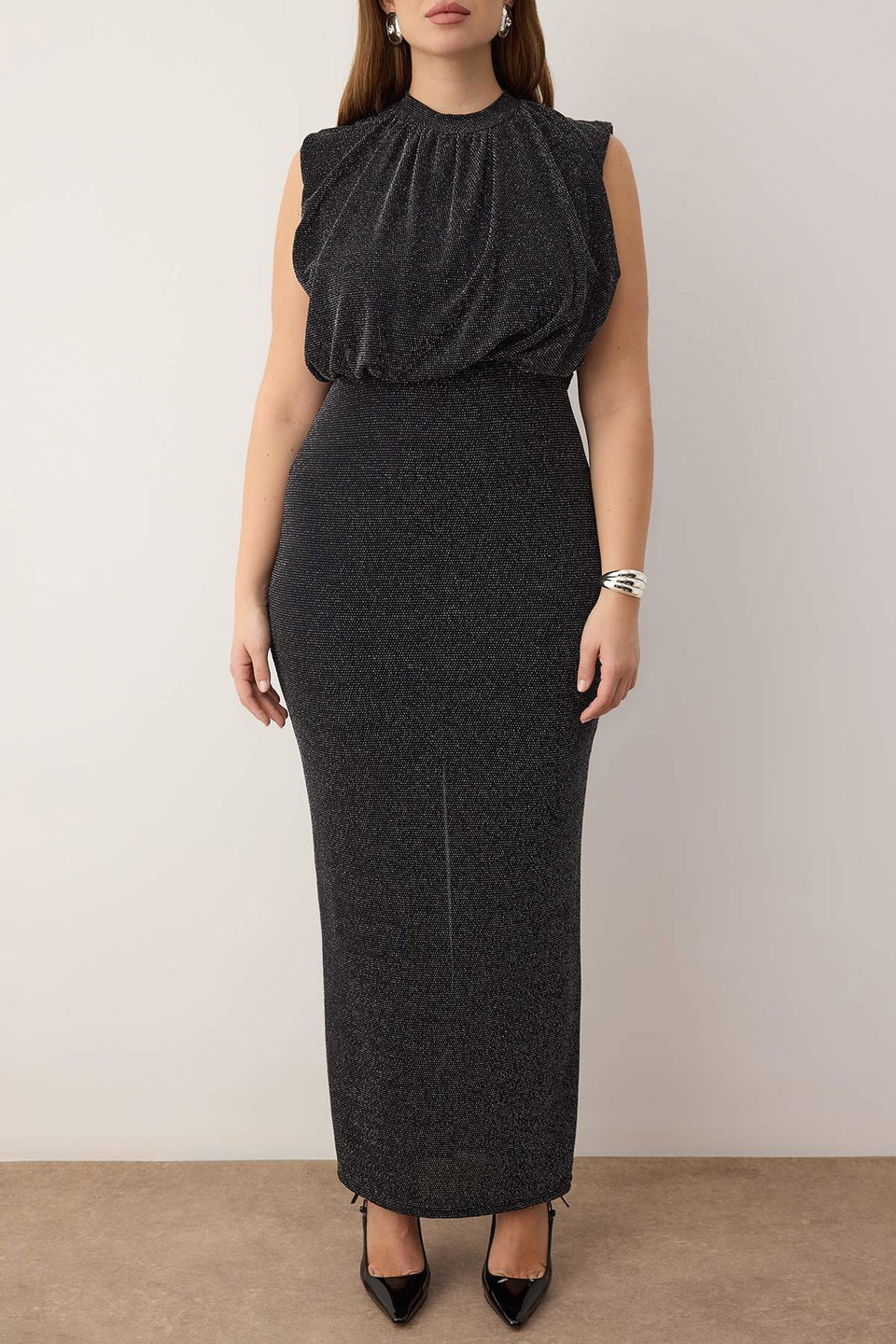 Tulle Knitted Maxi Plus Size Dress TBBSS25AH00247