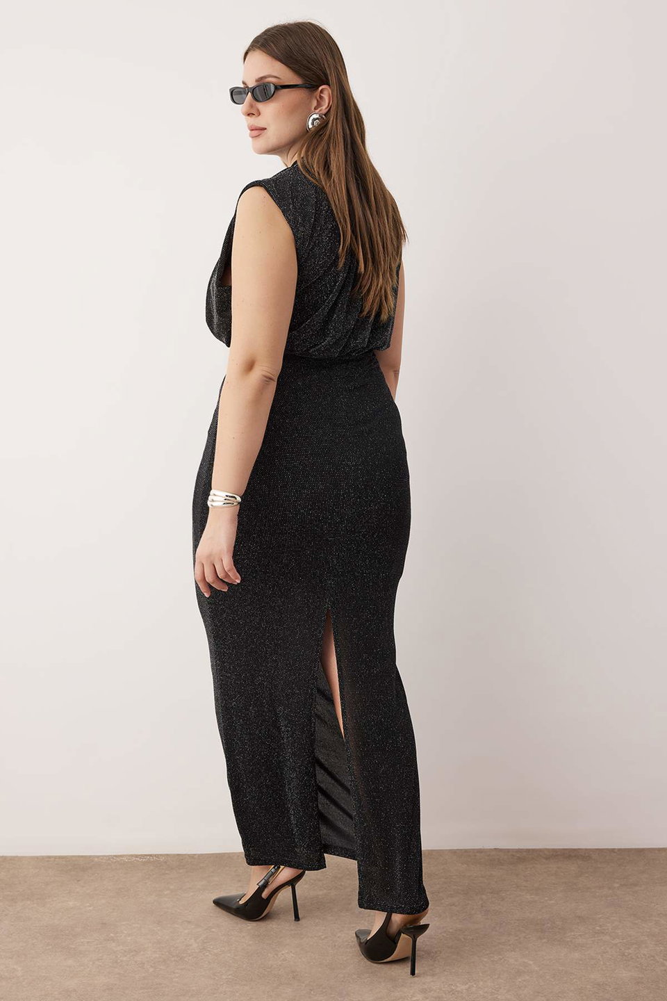 Tulle Knitted Maxi Plus Size Dress TBBSS25AH00247