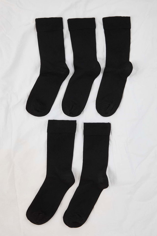 Schwarz - Black 5-pair bamboo breathable comfort model solid color long socks 5-pack set tmnaw26co00003