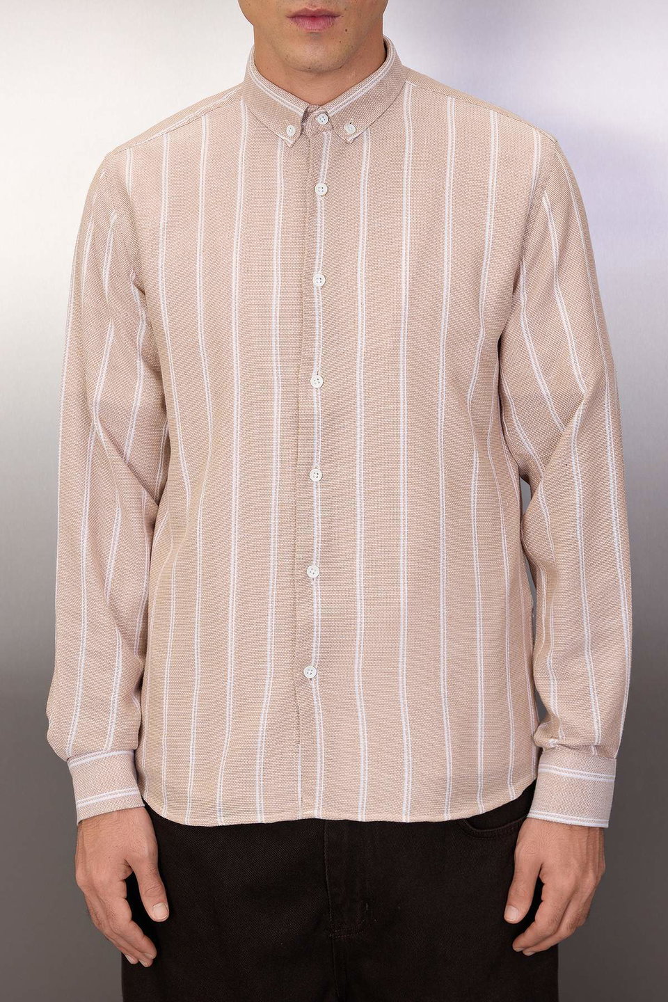 Slim Fit Button Collar Striped Shirt TMNSS22GO0028