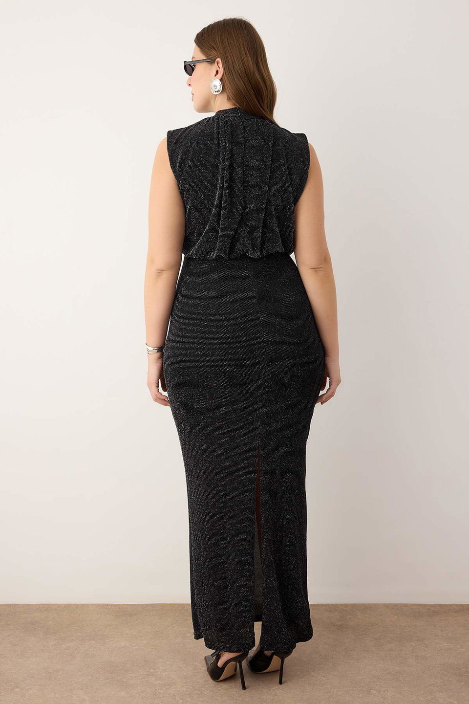 Tulle Knitted Maxi Plus Size Dress TBBSS25AH00247
