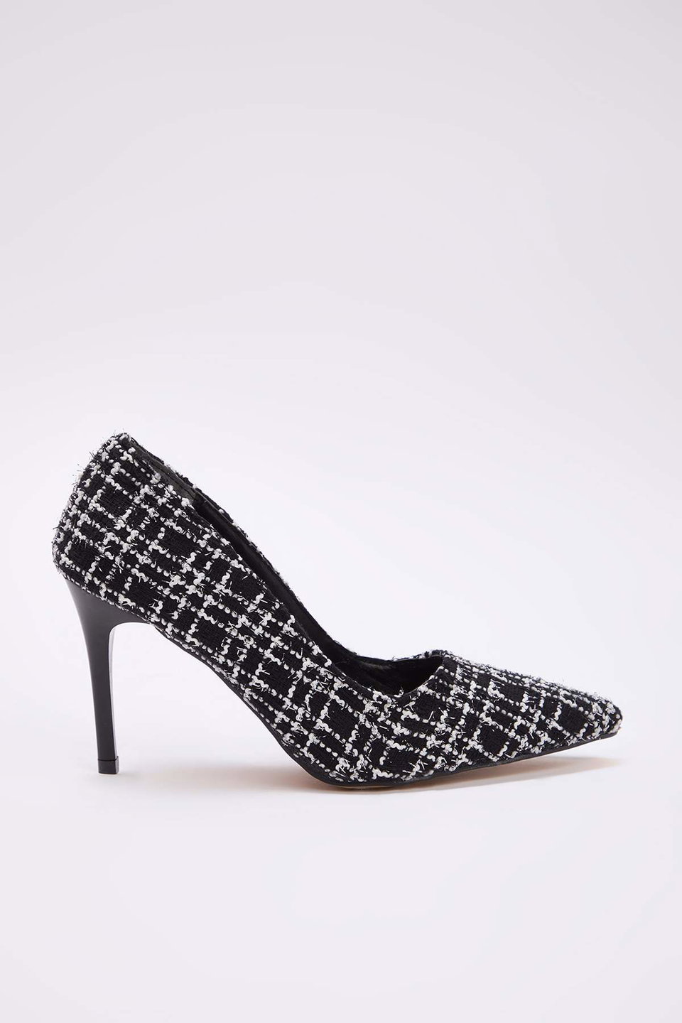 tweed pointed toe women's classic high heel shoes