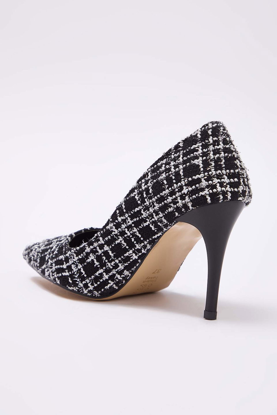 tweed pointed toe women's classic high heel shoes