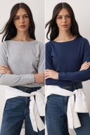 Gray Melange-Navy Blue