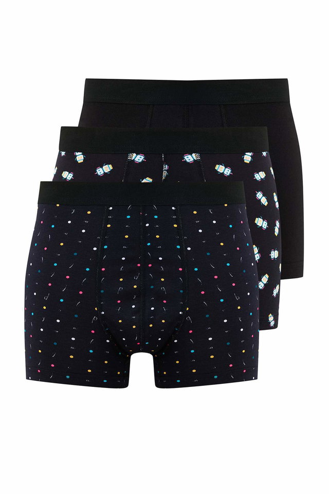 Black*001 - Multicolored 3-Pack Patterned/Solid Cotton Boxer Tmnaw25Bx00009