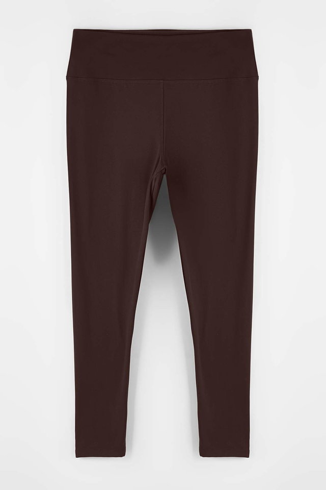 Brown - Burgundy soft brushed fabric reflector print detailed full length knitted sports leggings tbbaw26bv00007