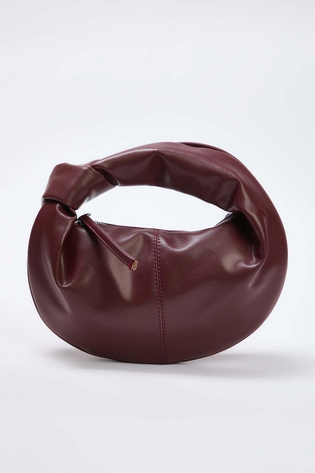 Burgundy - Black Women's Mini Oval Shoulder Bag TAKSS25OC00068