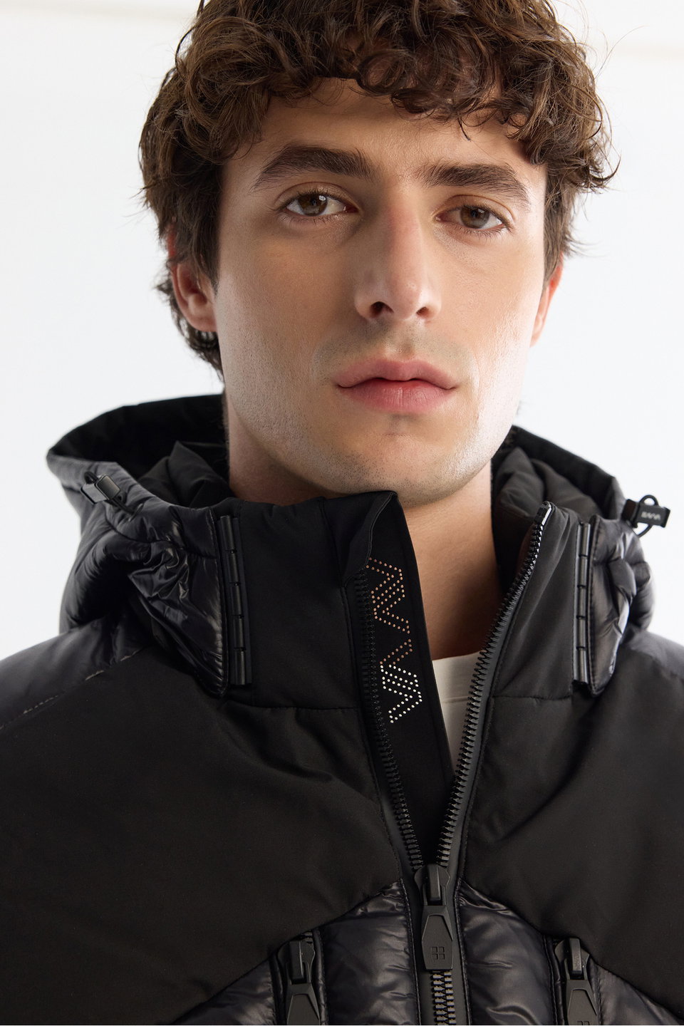 Men's detachable hooded water-repellent windproof down puffer ski jacket a42y6158