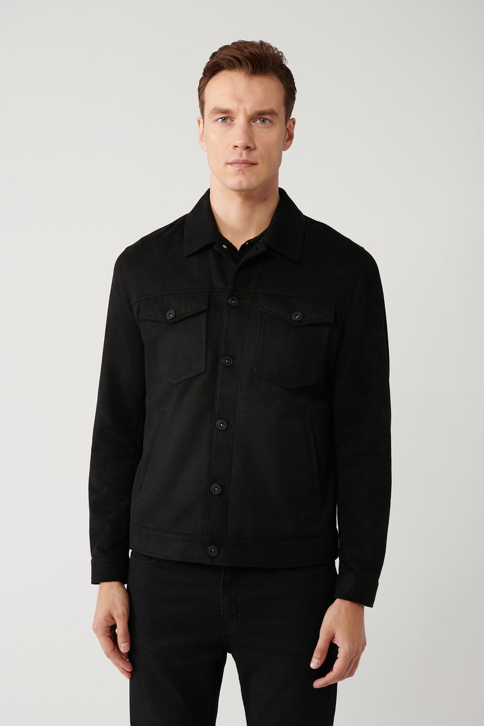 Men's Classic Collar Suede Look Pocket Jacket A41Y6011