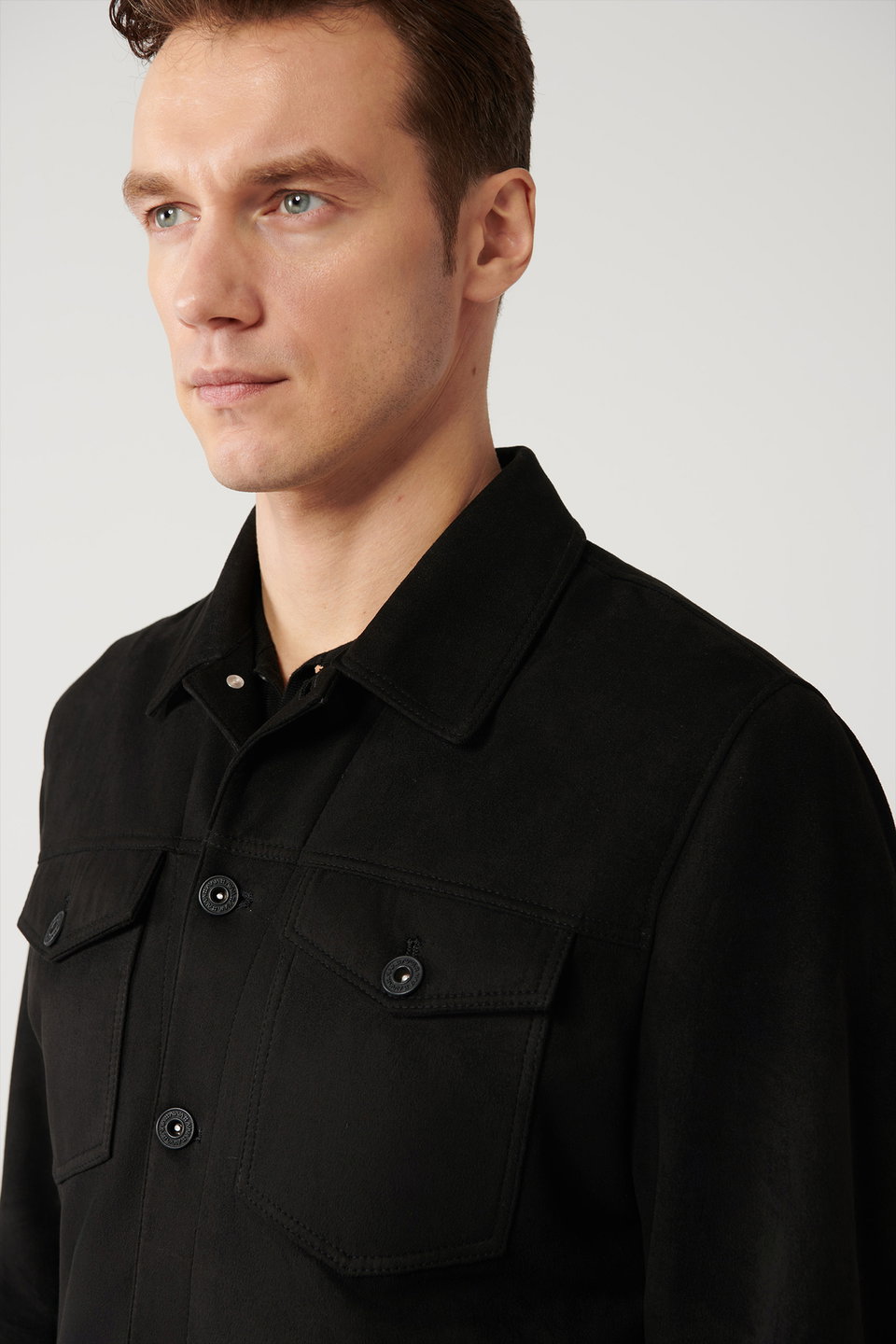 Men's Classic Collar Suede Look Pocket Jacket A41Y6011