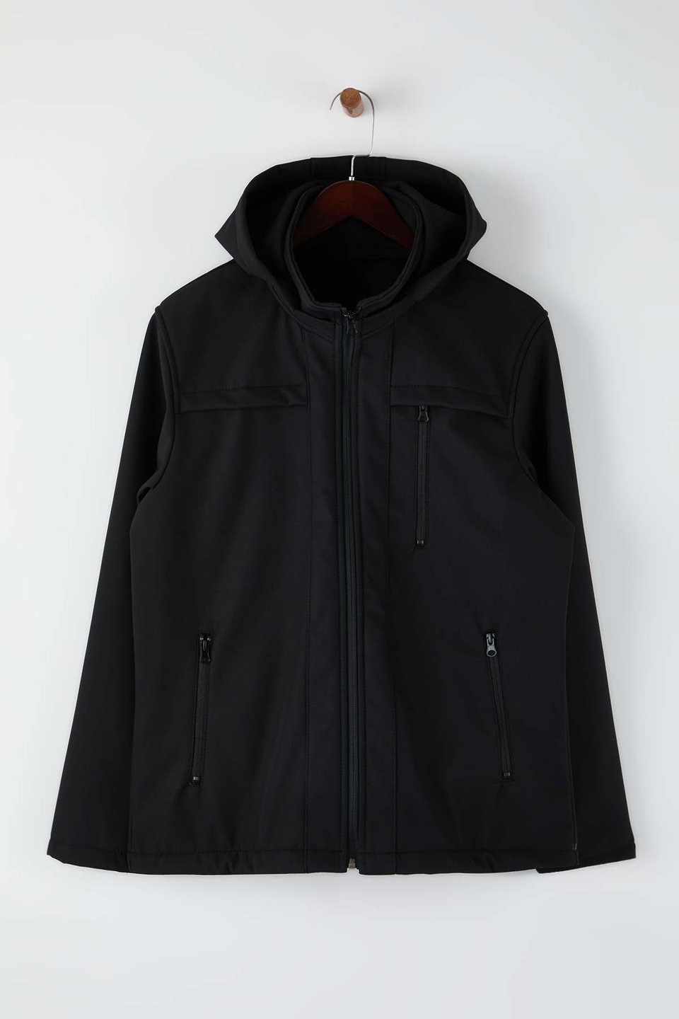 Regular Fit Detachable Hooded Softshell Wind and Water Resistant Jacket TMNAW22MO0118