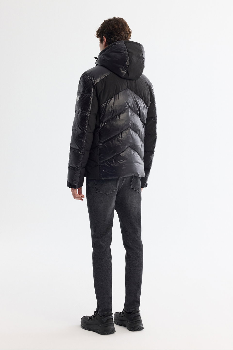 Men's detachable hooded water-repellent windproof down puffer ski jacket a42y6158