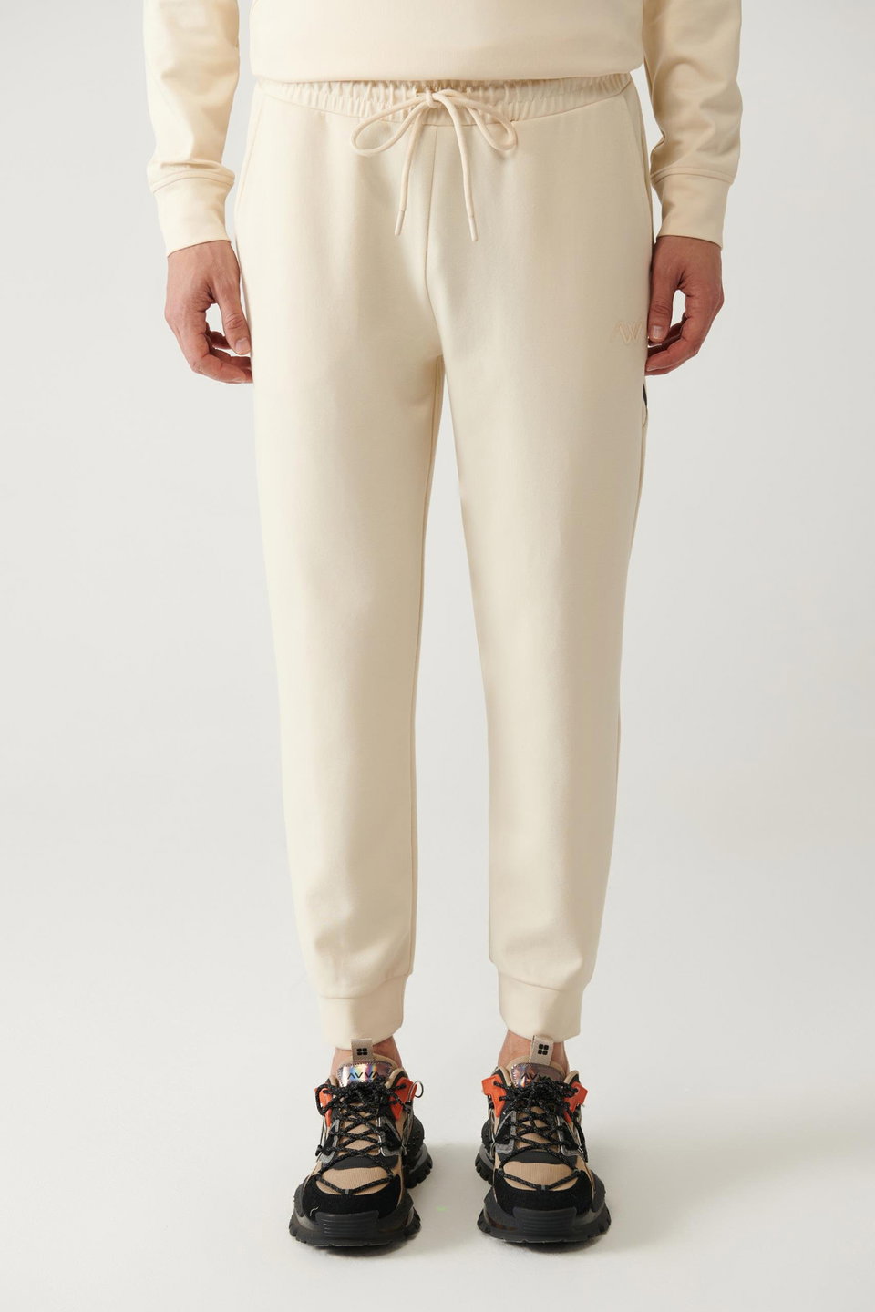 Men's Waist Lace-Up Elastic Bi-Stretch Regular Fit Sweatpants A41Y3408