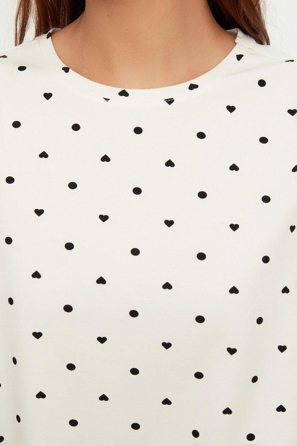 100% Cotton Polka Dot and Heart Shorts Knitted Pajama Set THMSS21PT1485