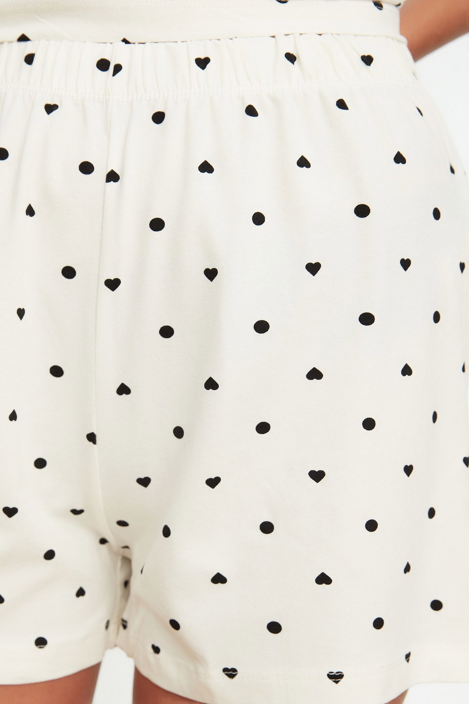 100% Cotton Polka Dot and Heart Shorts Knitted Pajama Set THMSS21PT1485