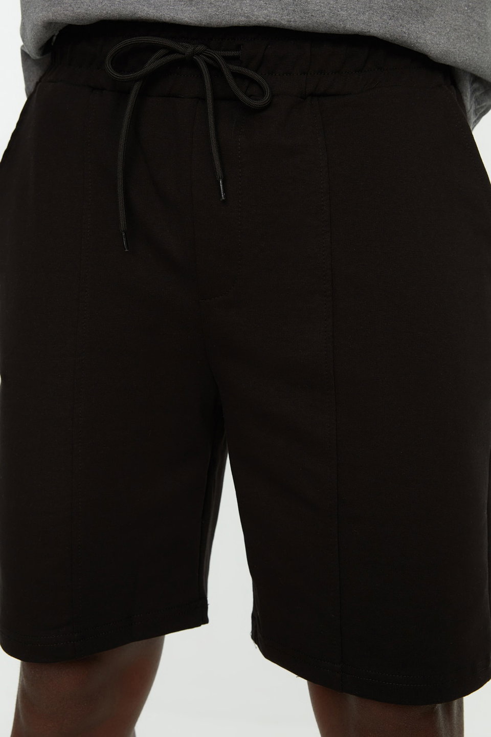 Regular/Normal Cut Medium Length Elastic Waisted Lace Up Sewing Detailed Shorts TMNSS20SR0070