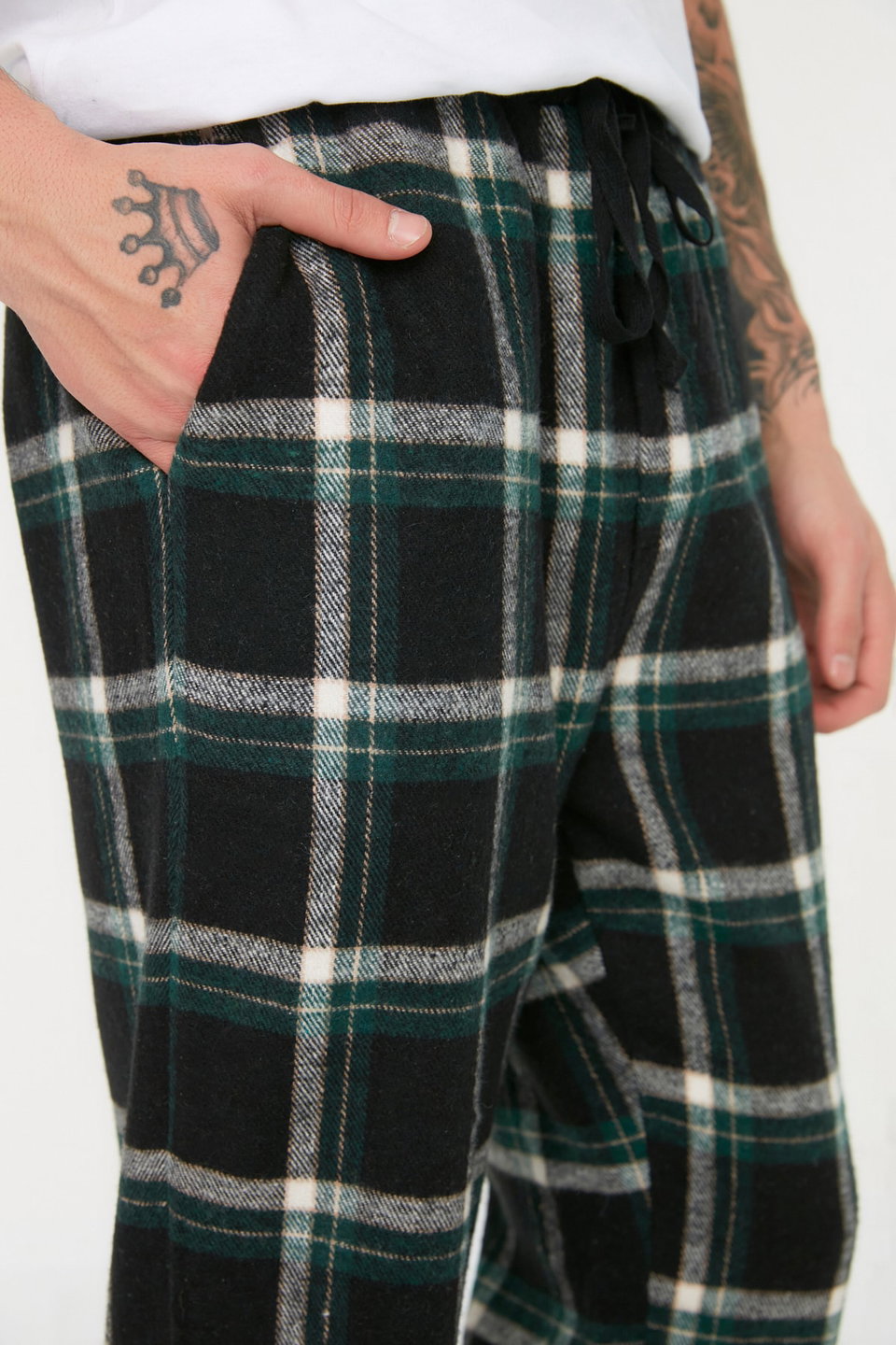 Multicolored Plaid Woven Regular Unisex Pajama Bottoms Tracksuit THMAW21PJ0013