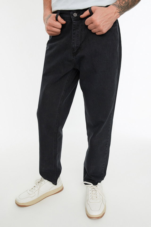 Black - Black Relax Fit Boyfriend Jeans Denim Trousers TMNAW21JE0286