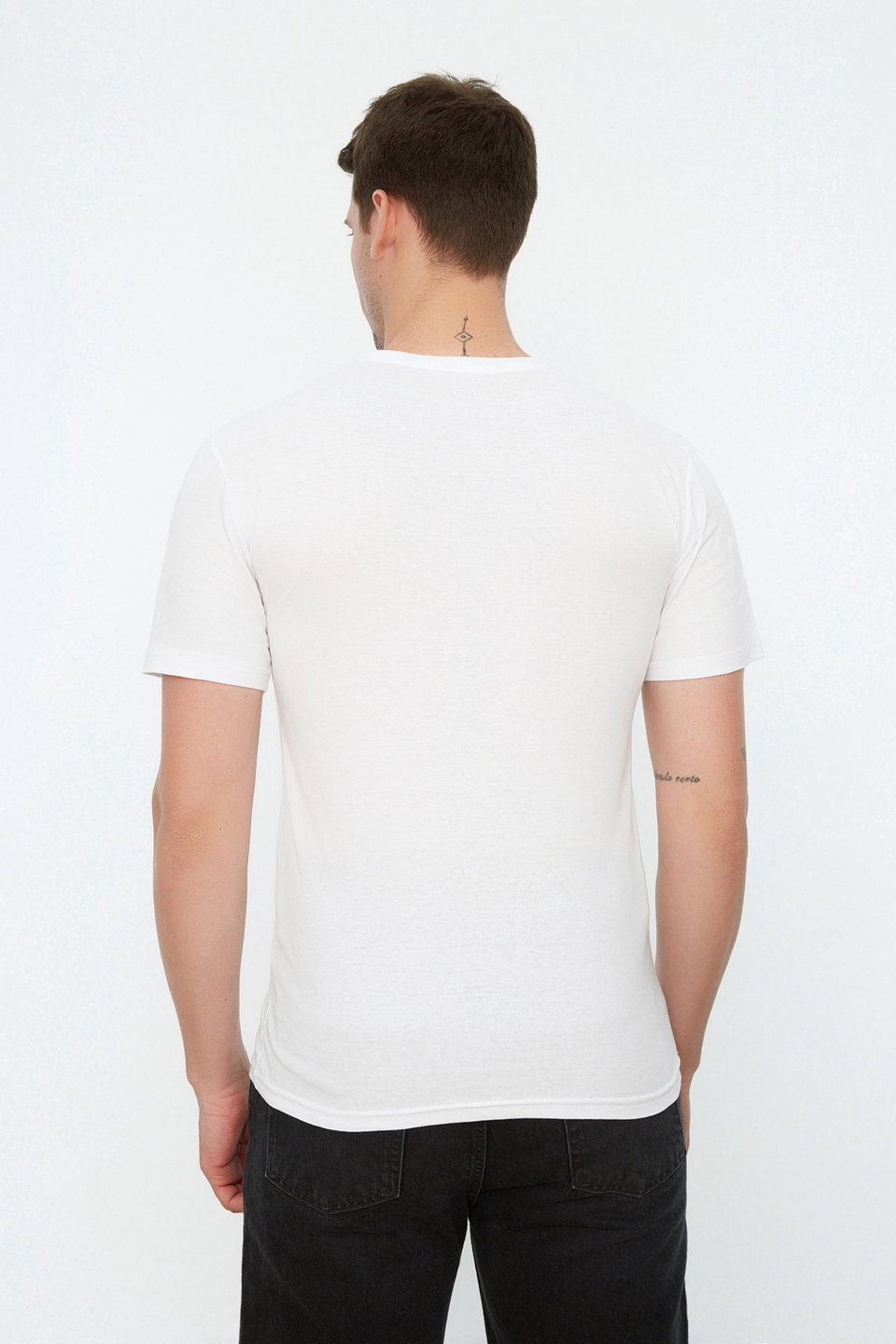 Slim/Slim Cut Basic V Neck Short Sleeve 100% Cotton T-Shirt TMNSS19BO0002
