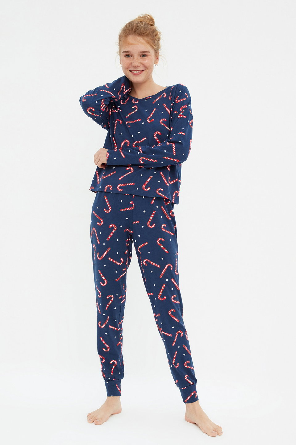 100% Cotton Christmas Themed Knitted Pajama Set THMAW21PT0771