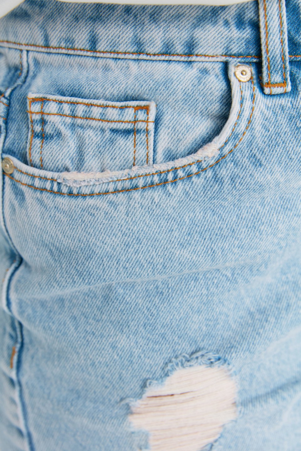 High Waist Destroyed Denim Shorts & Bermuda TBBSS22SR0165